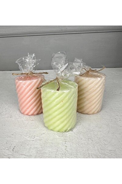 PEKİBU 3'LÜ BURGU MODEL KOKULU MUM SETİ RENKLİ