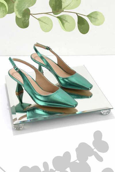 Bambi Hellgrüne klassische Damenschuhe mit Absatz K 01232150209