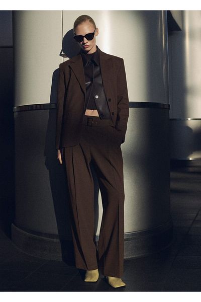 MANGO Woman Belted Fabric Trousers