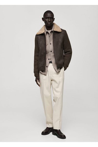 MANGO Man Jacke in Wildlederoptik mit Fell