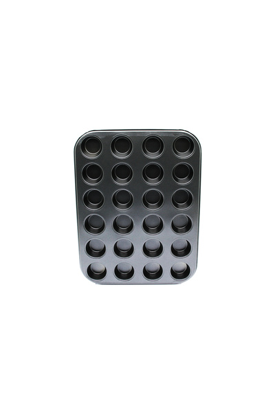Lunaev 24-Cavity Metal Black Muffin Cake Mold