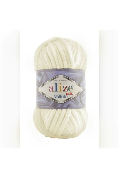 Alize Velluto 62 Cream Velvet Hand Knitting Lanyard 1Pcs