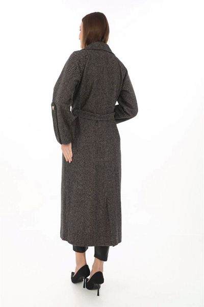 MODAVERA Lined Cashmere Cashmere Coat with Epaulets - Smoked