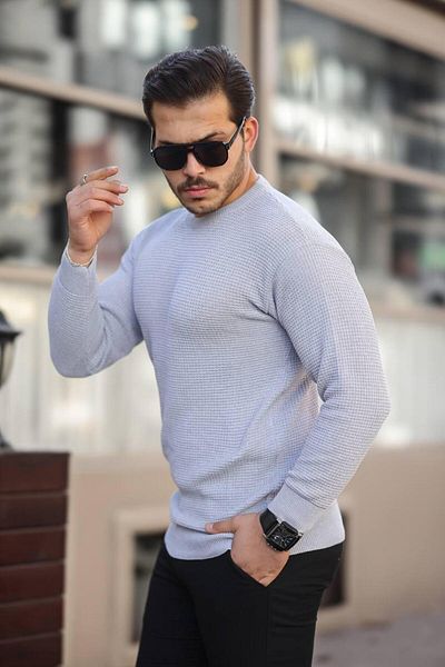 YUNED Square Patterned Crew Neck Knitwear