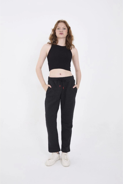 soonaksesuar Unisex Three Thread Basic Tracksuit Trousers - Anthracite