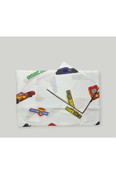 Zorluteks Cars Mc Queen Patterned 100% Cotton Bed Sheet and Pillow Case 2 Piece