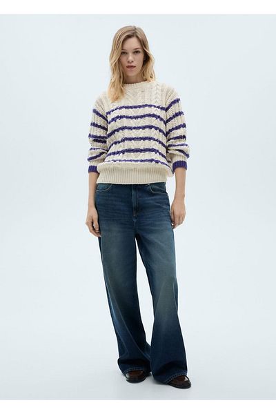 MANGO Woman Striped Knitted Patterned Sweater