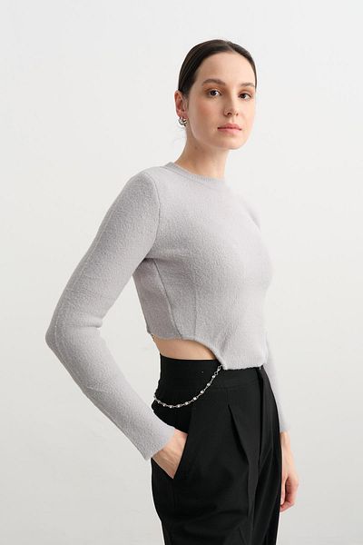 Qutu Butik 10494 Chain Detailed Stone Sweater