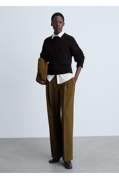 MANGO Woman Pleated Straight Cut Trousers
