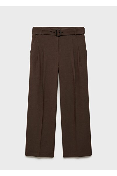 MANGO Woman Kemerli kumaş pantolon