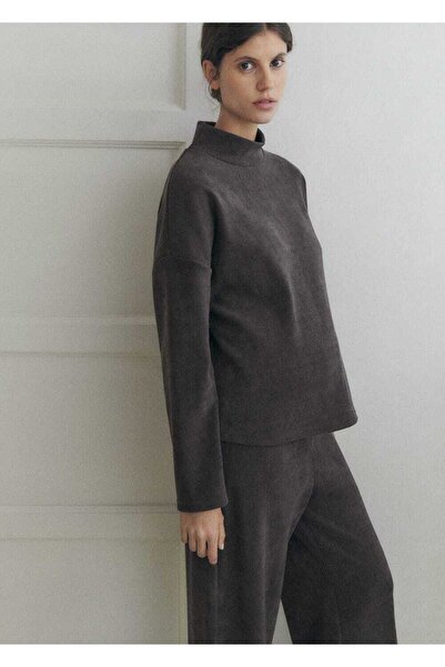 MANGO Woman Beli elastik fitilli kadife pantolon