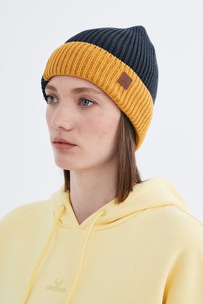 Nordbron Black Soft Pattern - Beanie Color Block Stretchy Winter Basic Knitwear Pacot