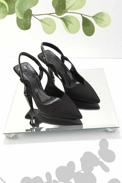 Bambi Pantofi de seară de damă din satin negru mat K 01231314838