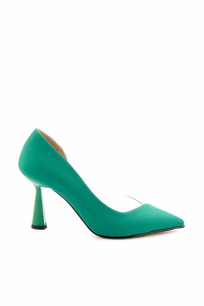 Bambi Klassische Damenschuhe mit Absatz aus mattgrünem Satin K 01992000938