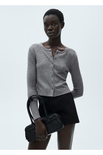 MANGO Woman Buttoned rib cardigan