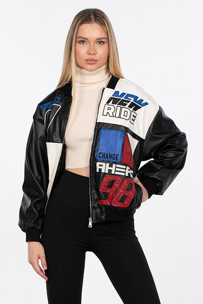 İKLİM LİFE Printed Leather Jacket