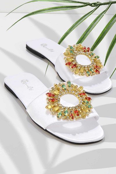 Bambi White Satin Women's Slippers K04192162638
