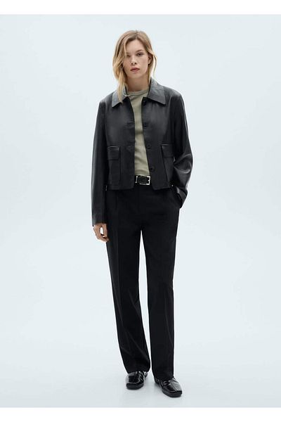 MANGO Woman Pleated Straight Cut Trousers