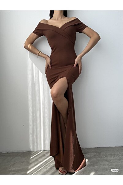 JANES Γυναικείο φόρεμα από ύφασμα κατάδυσης με λαιμόκοψη και χαμηλή κοπή