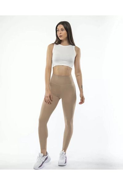 JANES Jambiere sport bej cu talie înaltă