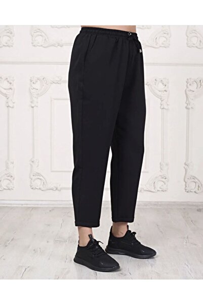 Gokilibutik Women's Elastic Waist High Waist Large Size Black Pants