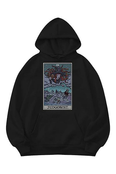 LEIVOR Tarot Detail Design Printed Unisex Hooded Sweatshirt