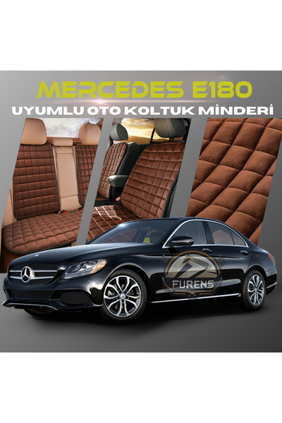 SHOOPLAA طقم وسادة مقعد السيارة بجيب ريش تايلاندي باللون البني لسيارة مرسيدس ...