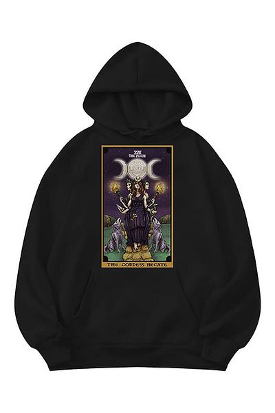 LEIVOR Tarot Detail Design Printed Unisex Hooded Sweatshirt