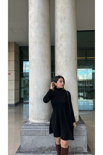 SoSoStyle Rochie acrilică Kusa casual cu mânecă lungă pentru femei Silky