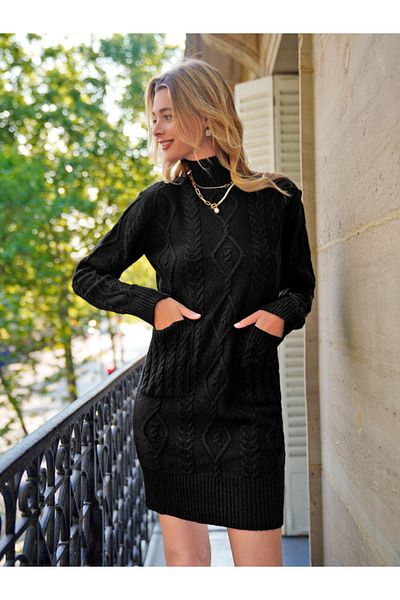 MRA Fashion Loren Wool Motif Midi Length Knitwear Dress