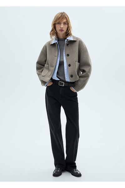 MANGO Woman High collar rib sweater