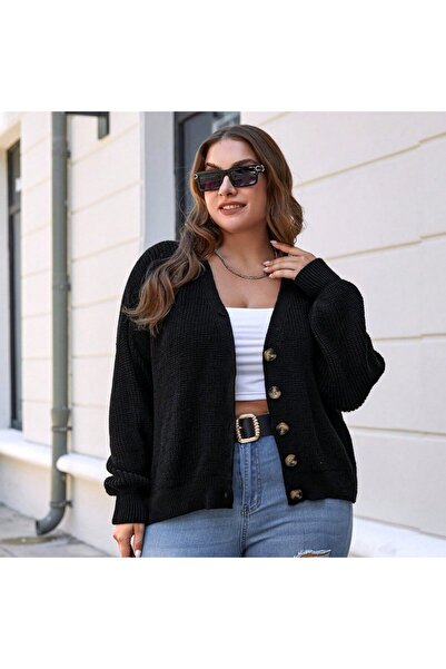 Femella Women Fashion Cardigan de iarnă pentru tricotaje de mărime mare, cu c...