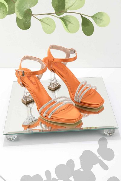 Bambi Orange Satin Women's Evening Dress Shoes05137010838