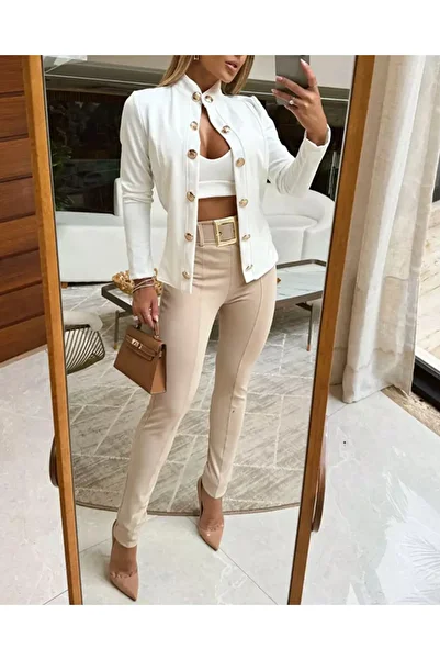 MODA Women's Long Sleeve Judge Collar Front Buttoned Atlas Jacket