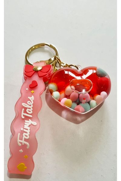 Modellino Kawaii Crystallized Water Silicone Bracelet and Bag Ornament - Red Heart Gift with Beads
