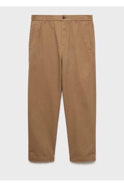 MANGO Man Regular kesim pamuklu büzgü ipli pantolon