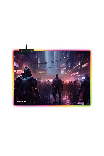Polosmart Rgb Lighting Non-Slip Base Ergonomic Patterned Gaming Mouse Pad Pgs306