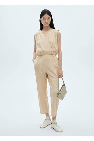 MANGO Woman 100% Cotton Straight Cut Trousers