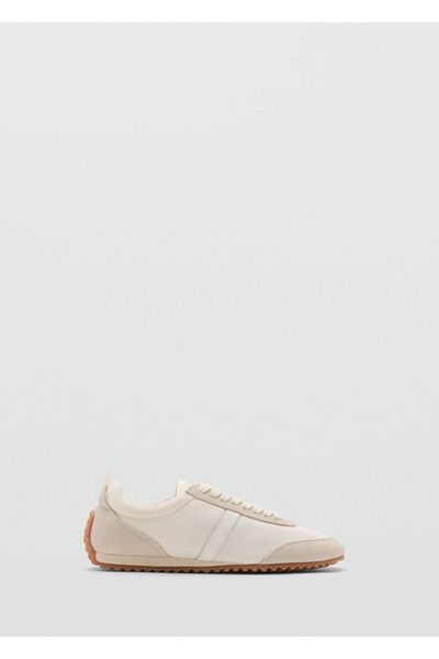 MANGO Woman Leather Paneled Canvas Sneakers
