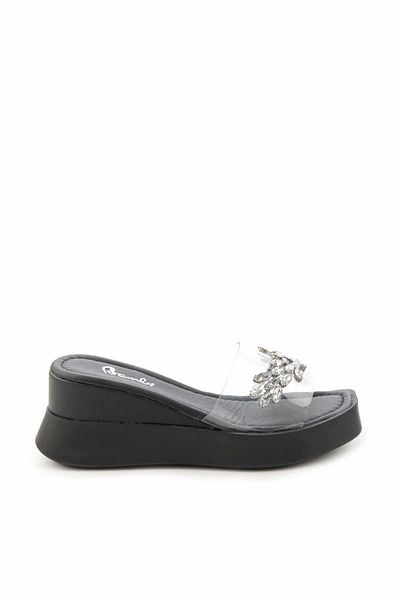 Bambi Schwarze Hausschuhe für Damen K04823301409