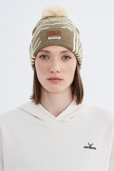 Nordbron Women's Knitwear Rigi with Khaki Color Pattern - Stretchy and Double Fold Winter Logo