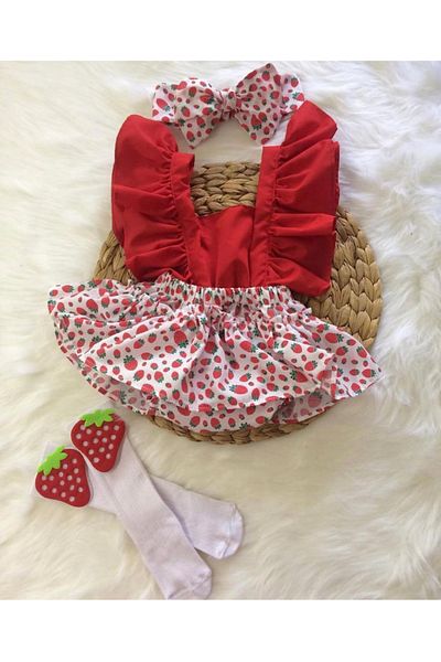Kokosh kidss Комплект чорапи и бандана с връзване на гърба за бебе момиче с ромбове