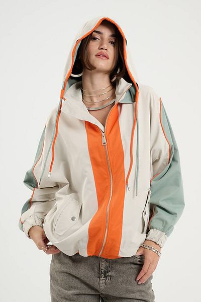 fehika Γυναικείο Μπουφάν Κρέμα Oversize Αδιάβροχο / Αντιανεμικό