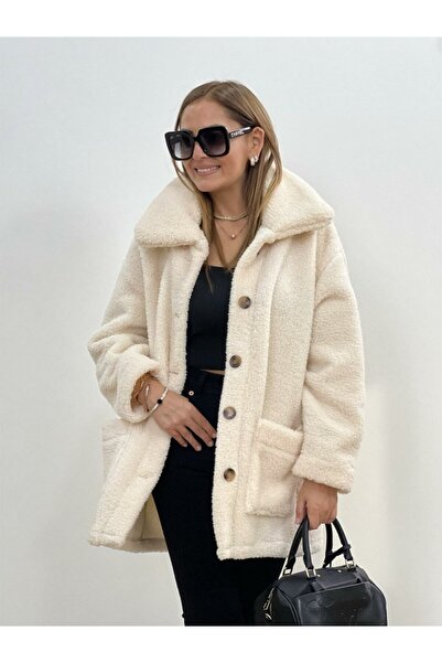 JANES Дамско палто от плат Wellsof с дълъг ръкав и джобове и копчета