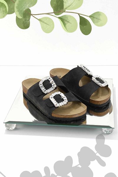 Bambi Black Nubuck Women's Slippers K04119001601