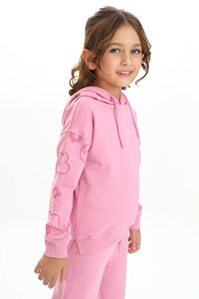 Toontoy Κοριτσίστικο Σετ Φόρμας με κουκούλα Μανίκια Λουλούδια με τύπωμα