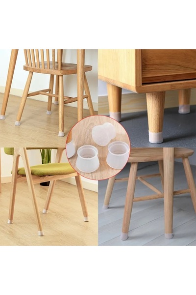 Special Action 12 Adet Silikon Masa Sandalye Koruyucu Masa Sandalye Kaydırmaz...