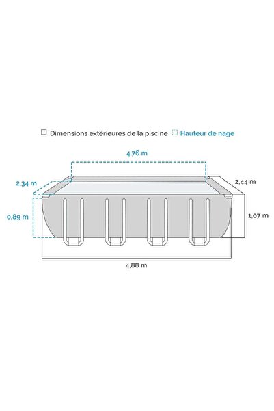 Intex İntex 26792NP Dikdörtgen Prefabrik Aile Havuzu 488x244x107cm Merdiven + Örtü + Filtre Set