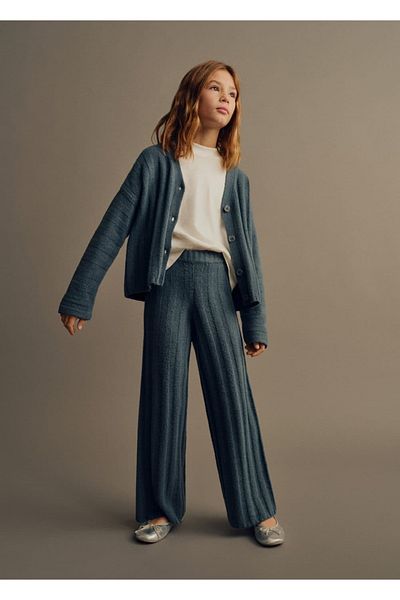 MANGO Kids Pantaloni din tricot cu nervuri cu croială dreaptă