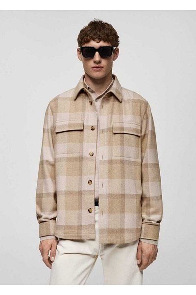MANGO Man Checkered Flannel Shirt Jacket